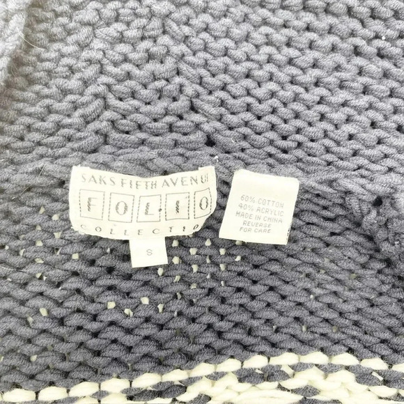 Saks Fifth Avenue Folio Collection Black White Knit Cardigan Sweater Women Se S - Picture 3 of 3